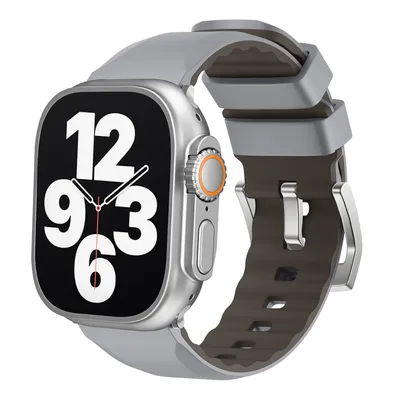 Obrázek produktu pro Pro Apple Watch SE 2023 40mm Dvoubarevný silikonový sportovní náramek Náhradní pásek na ruku šedý