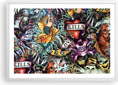 Produktbild von Gerahmtes Poster - Weißer Rahmen - Graffiti modern - 70x50 cm - Wand Bild - Wanddeko - Wandbilder - Kunstposter - Wandposter - Bilderrahmen - Bilder - Kunstdruck - Wandbild - P2WAA70x50-3759
