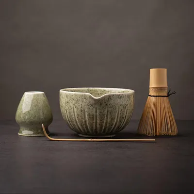 Produktbild von Matcha Whisk Set, 4 Stück Matcha-Schale mit Ausgießer und Schneebesen, Matcha-Schaufel, Matcha-Schneebesen-Ständer