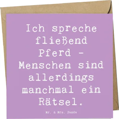 Produktbild von Mr. & Mrs. Panda Grußkarte Spruch Reiten und Rätsel - Lavendeltraum - Geschenk, Pferde, doppelkarte, faltkarte, Sportler, Pferdesport, Klappkarte, Sportart, anlasskarte
