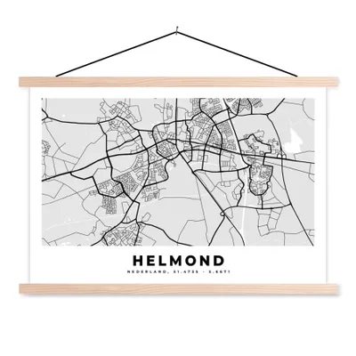 Obrázek produktu pro MuchoWow® Textilní plakát - Mapa - Helmond - Nizozemsko - 150x100cm - S hnědými lamelami