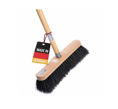 Produktbild von Rosshaarbesen mit Holzstiel sehr weiche Naturhaar-Borsten Zimmerbesen mit Stiel Rosshaar lackiertes Holz mit Metallgewinde Holzstiel 120cm Lang