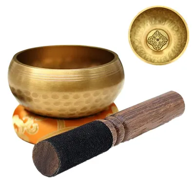 Produktbild von Tibetischer Klangschale 8x4cm mit Kissen und Schlägel für Meditation und Yoga