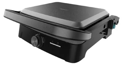 Productafbeelding van Cecotec Rock'nGrill 2000 Full Open, zwart, grijs, rechthoekig, draaibaar, rooster, 279 x 229 mm, drijvend deksel, deksel met scharnieren