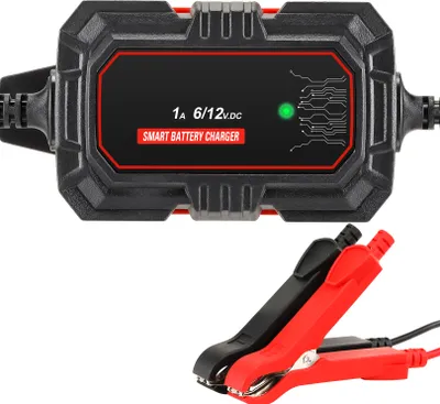 Produktbild von Stromladegerät 1.0A für 6V/12V Blei-Säure-Batterien, IP65, LED-Anzeige, 6-stufiges automatisches Laden.