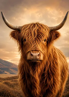 Immagine prodotto di Poster della mucca delle Highlands, formato DIN A2 – Ritratto della mucca scozzese delle Highlands, finitura opaca