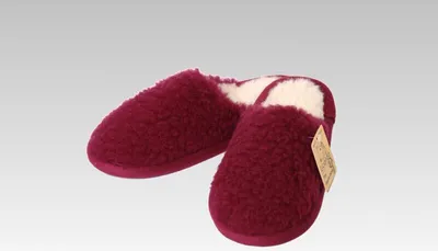 Produktbild von Pantoffel Wolle farbig bordeaux - 44/45 Linke