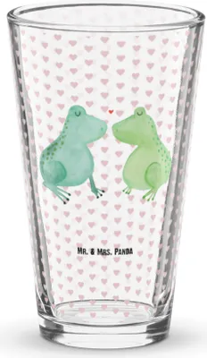 Produktbild von Mr. & Mrs. Panda Glas Frosch Liebe - Transparent - Geschenk, Verliebt, Tumbler, Freundin, Verheiratet, Wasserglas, Trinkglas, Longdrinkglas, Cocktailglas