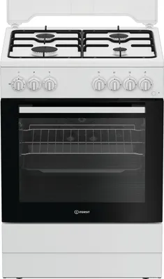 Produktbild von Indesit I6G3PMW, Freistehender Herd, Weiß, Drehregler, Weiß, Vorderseite, Gaskochfeld