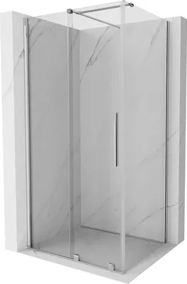 Produktbild von Mexen Velar ausziehbare Duschabtrennung 140 x 100 cm, transparent, chrom - 871-140-100-01-01