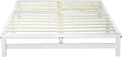 Image de Lit palette 140x200 cm Lit en bois massif Meubles en Palette Lit Futon Blanc