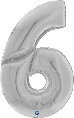 Produktbild von Riesenzahl Giant - Folienballon 64"/162cm - Silber Zahl: 6