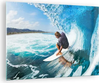 Produktbild von Bilder auf glas - Surfen Surfer Ozean Welle - 70x50cm - Glasbilder - Wandbilder - Kunstdruck - zum Aufhängen bereit - Wanddekoration aus Glas - Glas Bilder - Wandbild auf Glas - GAA70x50-2785
