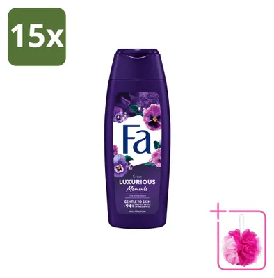 Obrázek produktu pro 15 kusů sprchového krému Fa Luxurious Moments – vůně Rosa Veilchen (růže a fialka) – 250 ml – balení