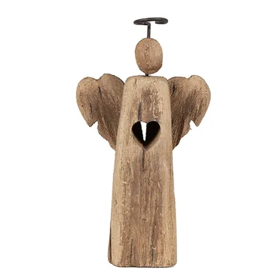 Produktbild von Clayre & Eef Dekorationsfigur Engel 22 cm Braun Holz