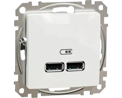 Obrázek produktu pro Zásuvka Schneider Electric SEDNA SDD111401 USB-A + USB-A 2,1A bílá