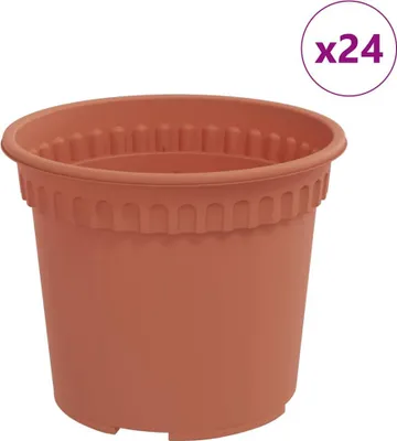 Immagine prodotto di vidaXL Vaso rotondo per piante, confezione da 24 pezzi, color terracotta, diametro 12,5 x 10 cm, plastica