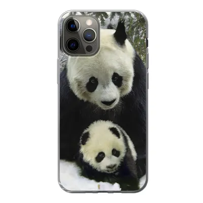 Produktbild von MuchoWow® Handyhülle Schutzhülle Hülle für iPhone 12 Pro Panda - Jungtier - Schnee Silikon Softcase Handy Hülle - Abdeckung