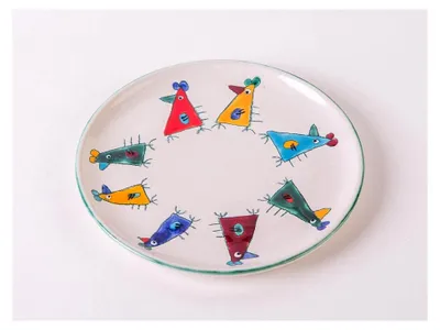 Produktbild von Teller 19,50 cm Hühner Teller, Kinderteller, Kuchenteller, Abendbrotteller, Keramik, Steinzeug, Kindergeschirr, Geschirr