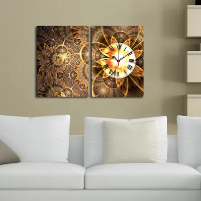 Produktbild von Opviq, 2P3040CS- CTY1668, Bunt, Wanduhren, 60 x 38 cm, 100% Wildleder -Leinwand