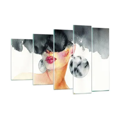 Produktbild von Bilder auf glas - 5 Teile - Aquarell Modell Brille - 150x100cm - Glasbilder - Wandbilder - Bilder - zum Aufhängen bereit - Wanddekoration aus Glas - Glas Bilder - Wandbild auf Glas - GEG150x100-4678