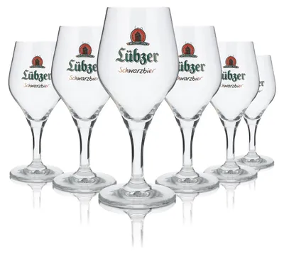 Produktbild von 6x Lübzer Glas 0,3l Bierglas Gran Cru Pokal Schwarzbier Gläser Set Brauerei