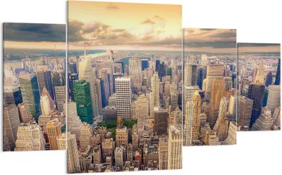 Produktbild von Bild auf Leinwand - Leinwandbild - Stadt Wolkenkratzer Amerika Innenstadt - 160x90cm - Wand Bild - Wanddeko - Leinwanddruck - Bilder - Kunstdruck - Leinwand bilder - Wandkunst - DL160x90-2638