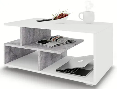 Produktbild von Meble Pitus Couchtisch ST10 90x50 cm mit Stauraum – Weiß/Beton