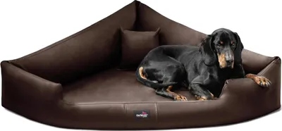 Produktbild von tierlando® TRIVIA | Orthopädisches Eckhundebett Kunstleder Hundebett Dreieckbett - Größe: 120x120cm | Farbe: 01 Braun