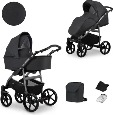 Produktbild von Kunert MATA 2in1 Kinderwagen in Anthrazit mit Graphit Rahmen - Sicher und komfortabel