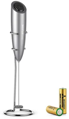 Milchschäumer, Edelstahl-Schneebesen, inkl. 2 AA-Batterien, Handbetrieb