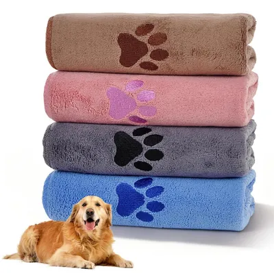 Immagine prodotto di Asciugamani per cani, confezione da 4 pezzi, in microfibra, 100 x 50 cm, altamente assorbenti, ad asciugatura rapida