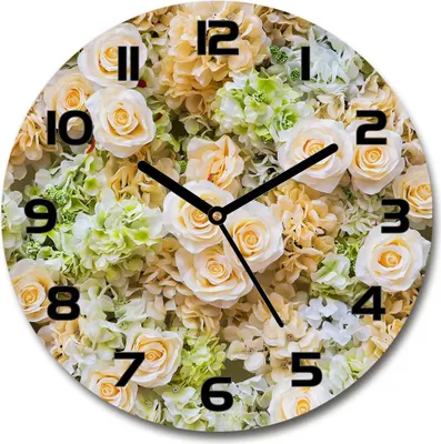 Produktbild von Wanduhr aus Glas 30fi Glasbild Glasuhr Gehärtetes Glas - schwarze-zeiger - Roses