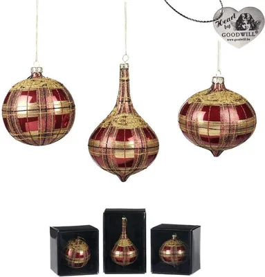Produktbild von Goodwill Weihnachtskugel Glas Rot-Gold D 16 cm Pro Stück