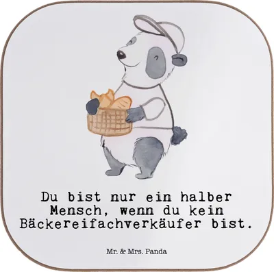Produktbild von Mr. & Mrs. Panda Flaschenuntersetzer Bäckereifachverkäufer Herz - Weiß - Geschenk, Coaster, Bäckerei, Lustig, gläseruntersetzer, Untersetzer für Gläser, Witzig, Beruf
