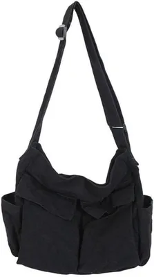 Geräumige Canvas Schultertasche mit mehreren Fächern für den Freizeitgebrauch, ideal als Reisetasche und Hobo Bag für Damen