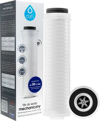 Produktbild von Dafi Wasserfilter aus Polypropylen | Durchflussfilter 25um (Mikron) | Filter für die Filtration von festen Verunreinigungen in der Hausinstallation