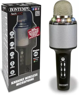 Produktbild von Bontempi Karaoke kabelloses Mikrofon mit Lichteffekten und Lautsprecher