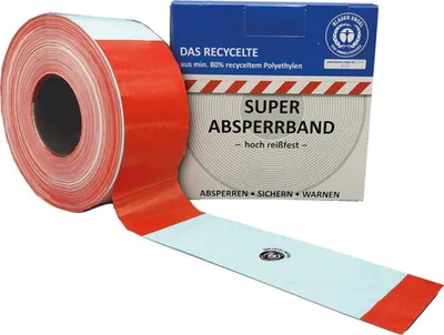 Immagine prodotto di Nastro barriera KELMAPLAST 500 m x 80 mm rosso/bianco bloccato riciclato - 2500000800500159901000051.