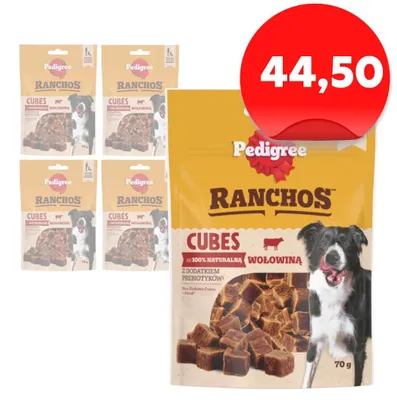 Zdjęcie produktu dla Pedigree Ranchos Cubes z Wołowiną 5x70g Treserki Przysmak Dla Psa