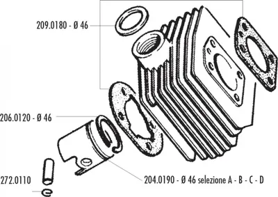 Image de Kit de pistons Polini 70 ccm, diamètre 46 mm, compatible avec les Mobylette N 150