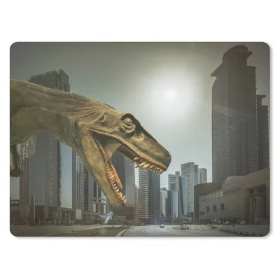 Produktbild von MuchoWow® Mauspad Mousepad Dinosaurier - Stadt - Kopf 23x19 cm - Mousepads - Maus Mat - Pad - Mausunterlage - Schreibtischunterlage - Mauspad