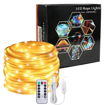 LED-Lichtschlauch 20 m, 200 LEDs, warmweiß, IP65, mit Fernbedienung