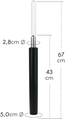 Zdjęcie produktu dla Sprężyna gazowa do krzesła biurowego, regulowana wysokość 43-67 cm, metal, czarna