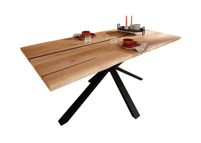 Produktbild von Woodroom Esstisch Gotha Wildeiche massiv 180x90 cm mit Epoxidharz-Füllung