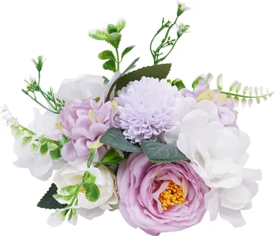 Produktbild von 10 Stück künstliche Blumen Set Hochzeit Herzstück Tischdekoration Blumenstrauß Blumenkugeln (Lila&Weiß)