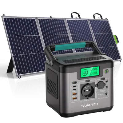 Produktbild von 550W(1100W Spitze) Tragbare Powerstation mit 200W Solarpanel,555Wh Solargenerator Solarspeicher mit 140W USB-C Schnellladen