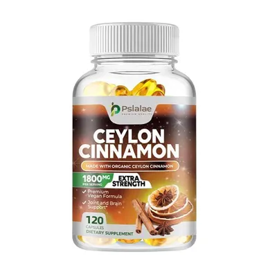 Produktbild von Ceylon Cinnamon 1800mg (120 Kapseln) Nahrungsergänzungsmittel, Blutzucker, Gelenke, Gehirn, Stoffwechsel, Herz, Gesundheit