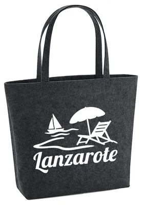 Produktbild von Huuraa Filzshopper Lanzarote Inselmotiv Spanien 22 Liter Charcoal Melange Filztasche Geschenkidee