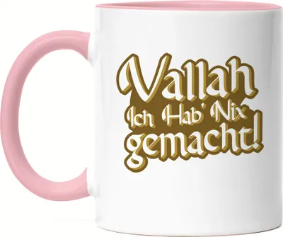 Produktbild von Vallah ich hab nix gemacht Tasse Rosa Türkisch Arabisch Lustig Spruch Humor Statement